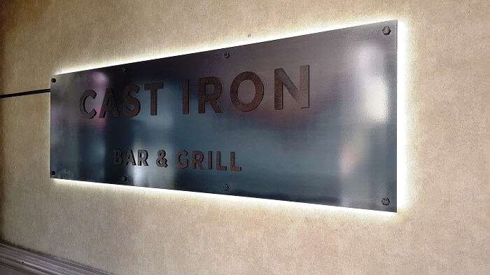 Cast Iron Bar & Grill Metal Signage